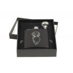 Personalized flask and funnel gift set with custom engraved Golden Retriever dog design and text. Golden Retriever Flask Set