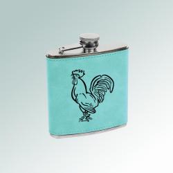 Personalized leatherette wrapped stainless steel 6 oz farm animal flask with a farm animal design of your choice. 100+ farm animal designs to choose from.
