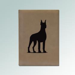 Custom engraved leatherette doberman sketchbook with your choice of doberman design and personalized text. 25+ Doberman designs to choose from.