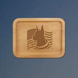 Alder wood doberman tray with your choice of doberman design and personalized text. 25+ Doberman designs to choose from.