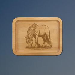Alder wood horse tray with your choice of horse design and personalized text. 145+ horse designs to choose from.