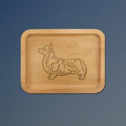 Alder wood corgi tray with your choice of corgi design and personalized text. 100+ corgi designs to choose from.
