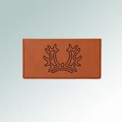 Personalized leatherette horse breed checkbook cover with custom engraved horse breed logo and text. 25+ horse breed logos to choose from.