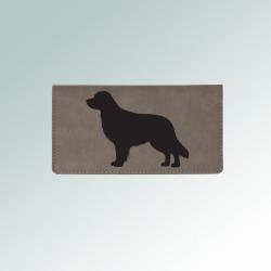 Personalized leatherette olden retriever checkbook cover with custom engraved golden retriever design and text. 80+ Golden Retriever designs to choose from.