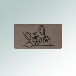 Personalized leatherette corgi checkbook cover with custom engraved Welsh Corgi dog design and text. 100+ corgi designs to choose from.