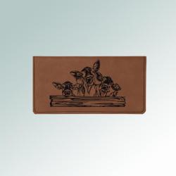 Personalized leatherette farm animal checkbook cover with custom engraved farm animal  design and text. 100+ farm animal designs to choose from.