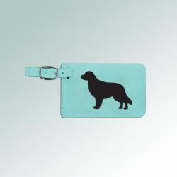 Leatherette engraved Golden Retriever luggage tag with an encased white ID information card on the back. 80+ Golden Retriever designs to choose from.