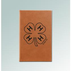 Custom engraved leatherette 4-H journal with your choice of 4-H logo and personalized text. 6+ 4-H logos to choose from.