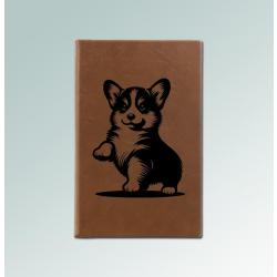 Custom engraved leatherette corgi journal with your choice of corgi design and personalized text. 100+ corgi designs to choose from.