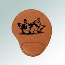 Custom leatherette corgi mouse pad with personalized text and a Welsh Corgi design. 100+ corgi designs to choose from.