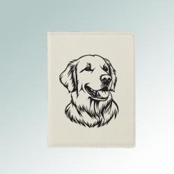 This personalized leatherette passport cover features over 80 Golden Retriever designs and custom text engraving.