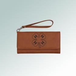 Personalized leatherette 4-H wallet with a removable wrist strap. Comes with your choice of 4-H logo. 6+ 4-H logos to choose from.