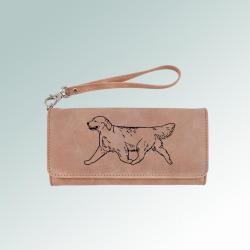 Custom engraved leatherette golden retriever wallet with a removable wrist strap. 80+ Golden Retriever designs to choose from.