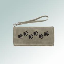 Personalized leatherette wallet with a removable wrist strap. 100+ dog breeds to choose from.