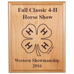 Genuine Red Alder plaque with engraved 4-H logo and text. Makes great 4-H award. 4-H Plaque