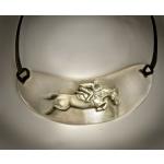Jumping horse gorget pewter equestrian necklace - horse jewelry.