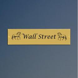 Engraved brass stall nameplate for your horses' stall door. Includes the horse silhouette of your choice.  85+ horse silhouettes to choose from.