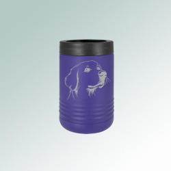 Custom engraved stainless steel insulated golden retriever beverage holder with personalized text and design. 80+ Golden Retriever designs to choose from.
