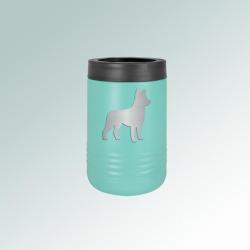 Personalized stainless steel insulated dog breed beverage holder with custom engraved text and dog breed. 100+ dog breeds to choose from.