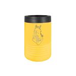 Insulated Beverage Holder - Horse Designs Custom engraved stainless steel vacuum insulated beverage holder with personalized text and horse design.
