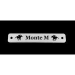 Horse design personalized nameplate that attaches to a leather belt that come in brass and nickle silver. Equestrian Belt Plate