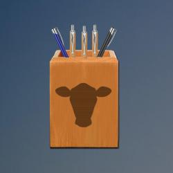 Personalized maple farm animal pen holder with your choice of farm animal design and engraved text. 100+ farm animal designs to choose from.