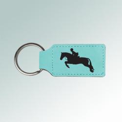 Custom engraved leatherette silhouette key chain with your choice of horse silhouette and personalized text. Horse Silhouette Key Chain
