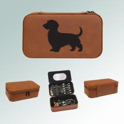 Leatherette dog breed jewelry box with your choice of dog breed design and personalized engraved text. 100+ dog breeds to choose from.