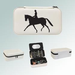 Leatherette horse silhouette jewelry box with your choice of horse silhouette and personalized engraved text. 85+ horse silhouettes to choose from.