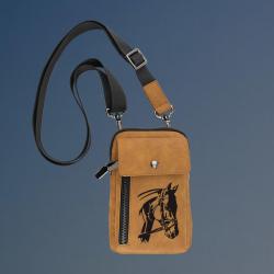 Personalized crossbody bag with your choice of horse design and custom engraved text. Equestrian Crossbody Bag
