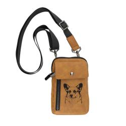 Personalized crossbody bag with your choice of corgi design and custom engraved text. Crossbody Corgi Bag