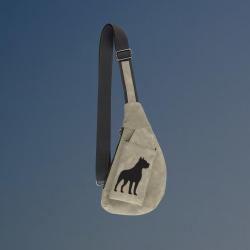 Custom engraved crescent crossbody bag with your choice of dog design and personalized text.