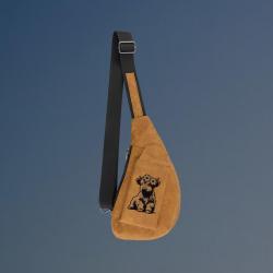 Personalized crescent crossbody bag with your choice of farm animal design and custom engraved text.