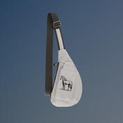 Personalized crescent crossbody bag with your choice of horse design and custom engraved text.