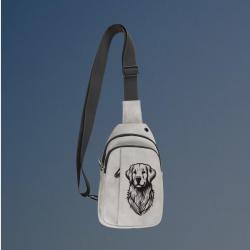 Custom engraved explorer Golden Retriever crossbody bag with your choice of Golden Retriever design and personalized text.
