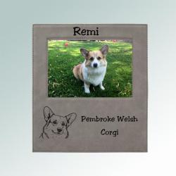 Personalized picture frame plaque with your choice of corgi design and custom engraved text. 100+ corgi designs to choose from.