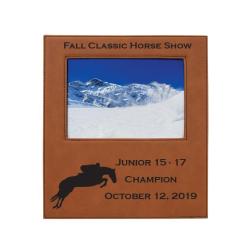Personalized photo frame plaque with your choice of horse silhouette and custom engraved text. Equestrian Photo Frame