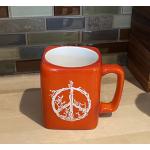 Peace donkey square coffee mug that has a peace sign and 3 donkey designs.