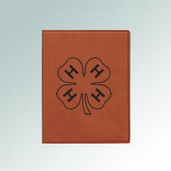 Personalized leatherette portfolio with custom engraved 4-H logo and text. 6+ 4-H logos to choose from.