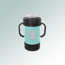 Personalized stainless steel doberman sippy cup with your choice of doberman design and custom engraved text. 25+ Doberman designs to choose from.