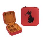Leatherette travel jewelry box with your choice of Doberman design and personalized engraved text. Doberman Jewelry Box