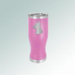 Custom engraved doberman beer tumbler with engraved doberman design and personalized text. 25+ Doberman designs to choose from.