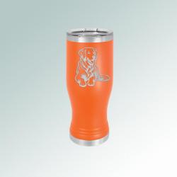 Custom golden retriever beer tumbler with engraved golden retriever design and personalized text. 80+ Golden Retriever designs to choose from.