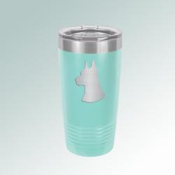 Custom engraved vacuum insulated tumbler with your choice of doberman design and personalized text. 25+ doberman designs to choose from.
