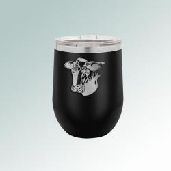 Custom engraved farm animal stemless corgi wine tumbler with laser engraved farm animal design and text. 100+ farm animal designs to choose from.