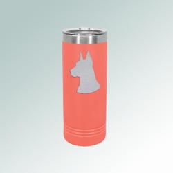 Custom engraved vacuum insulated doberman skinny tumbler with your choice of doberman design and personalized text. 25+ Doberman designs to choose from.