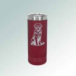 Personalized stainless steel golden retriever  skinny tumbler with your choice of design & custom engraved text. 80+ Golden Retriever designs to choose from.