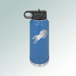 Personalized stainless steel horse water bottle with your choice of horse design and custom engraved text. 145+ horse designs to choose from.