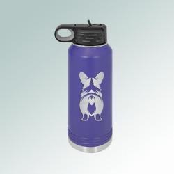 Personalized stainless steel corgi water bottle with your choice of corgi design and custom engraved text. 100+ corgi designs to choose from.