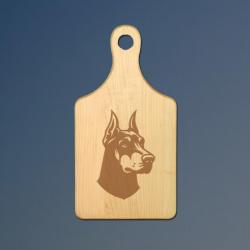 Personalized maple cutting board with your choice of doberman design and engraved text. 25+ Doberman designs to choose from.